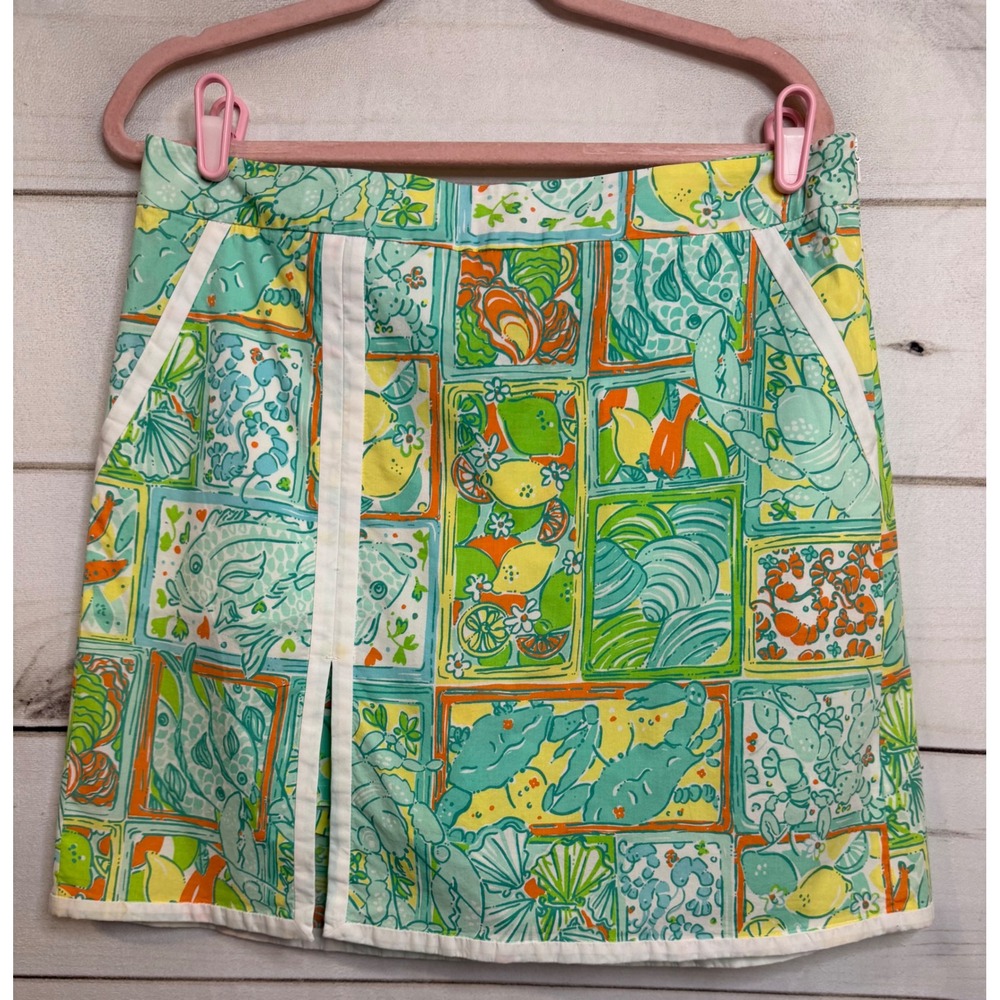 Lilly Pulitzer Aqua, Lime & Orange Print Skort